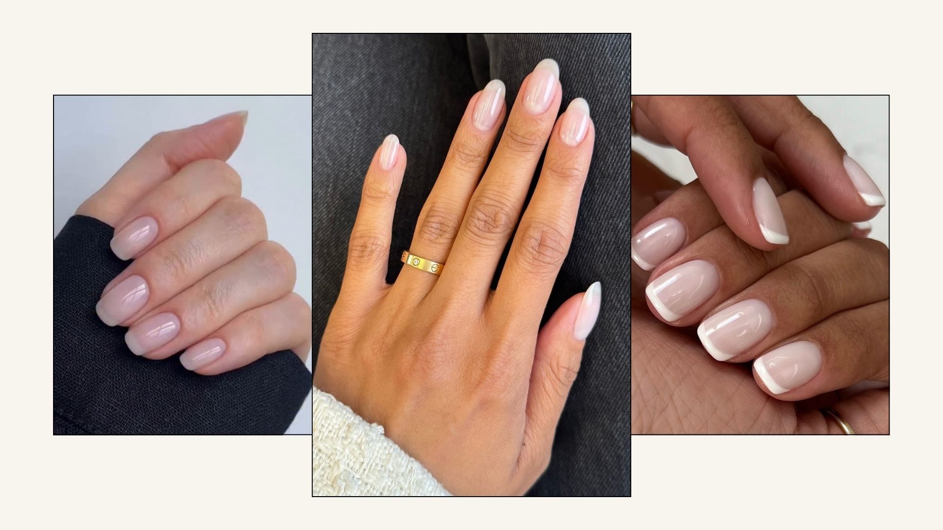 Collage of manicures with OPI layering nail colour combinations