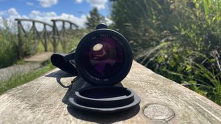 A close up of the Python Rangemaster monocular's objective lens