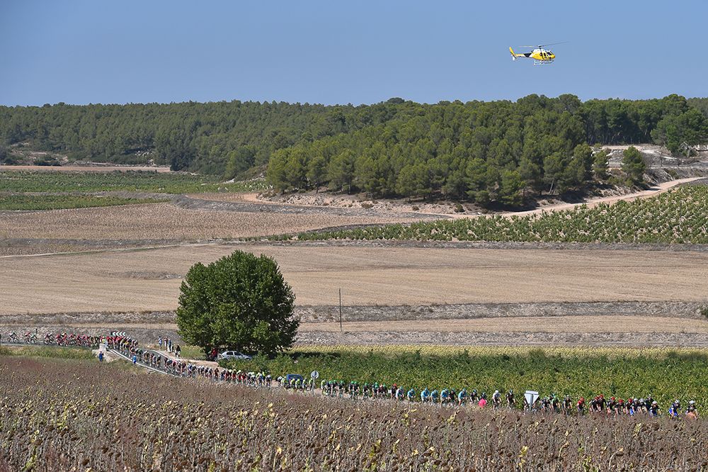 The peloton in action during stage 18 at the Vuelta