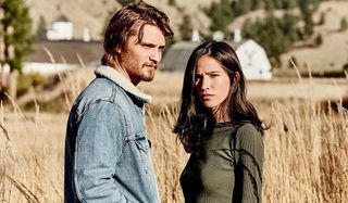 Cory Dutton Monica Dutton Luke Grimes Kelsey Asbille Yellowstone Paramount Network