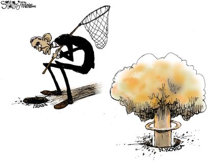 Obama cartoon U.S. Iran North Korea