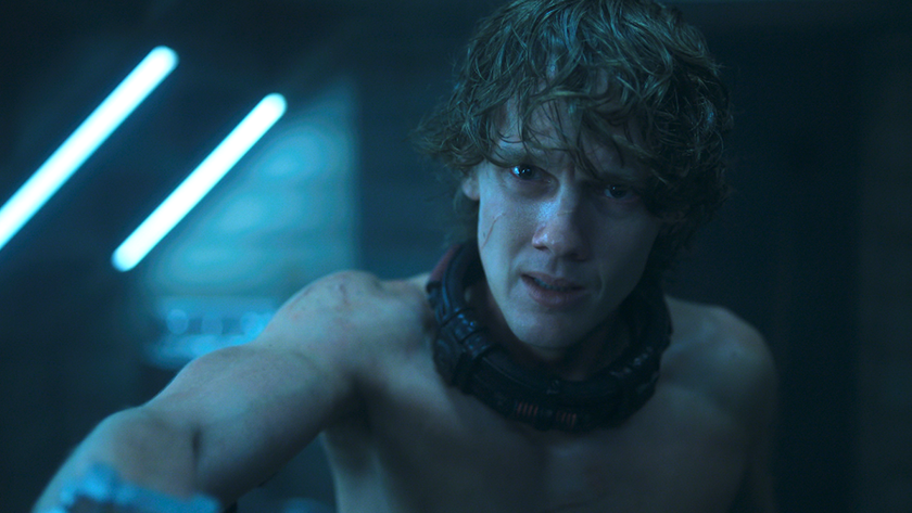 Hunter Doohan as Tyler in chains in Wednesday Season 2