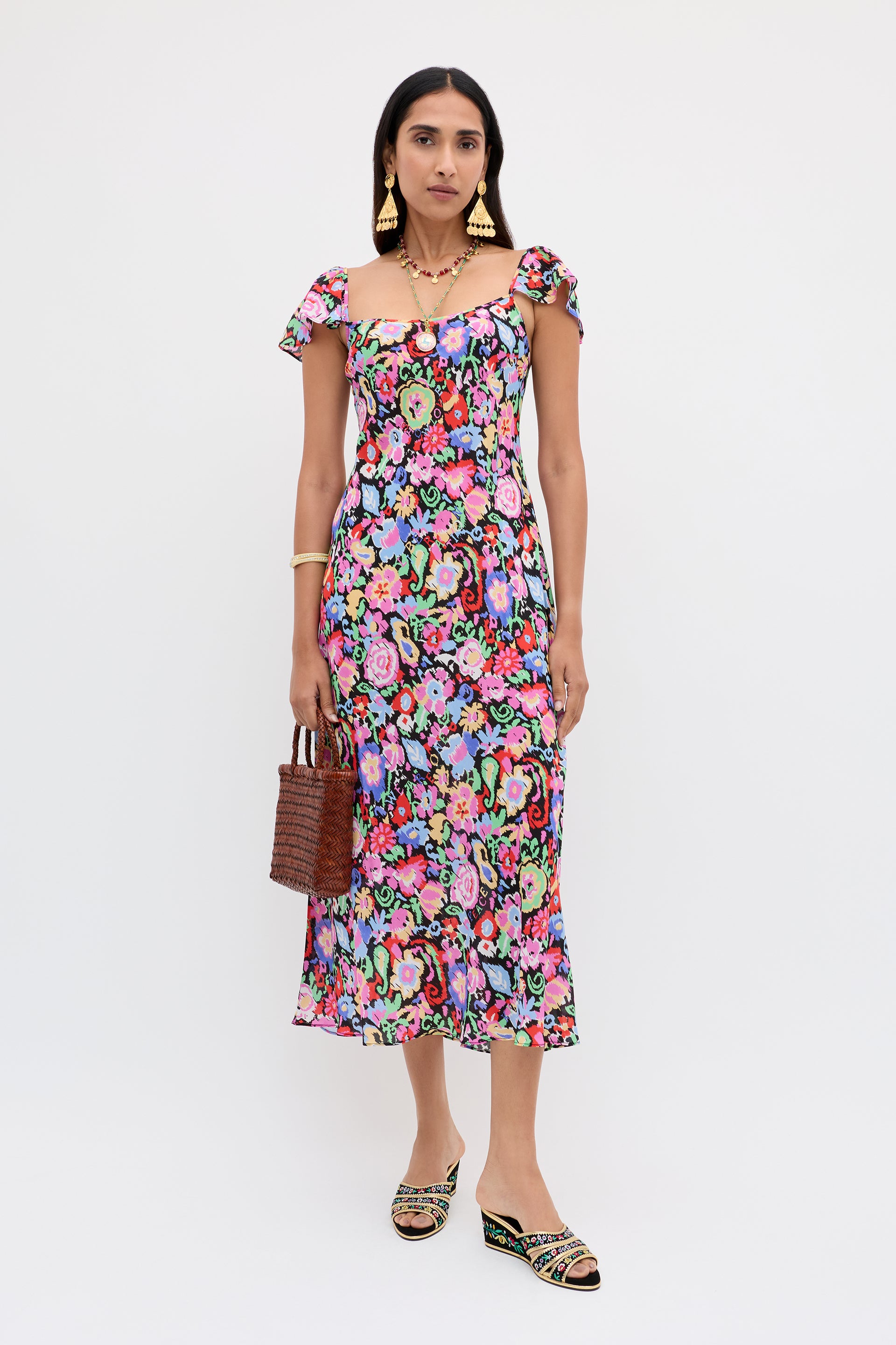 Adele in Multi Ikat Bloom Charcoal