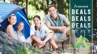 Happy family camping with tent