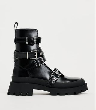 Zara track sole ankle boots with buckles