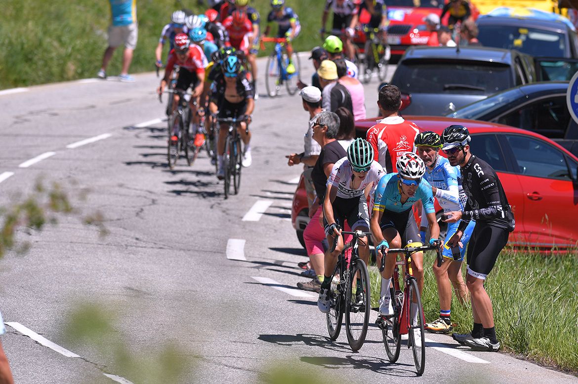 Fabio Aru (Astana) on the attack with Emanuel Buchmann (Bora-Hansgrohe).