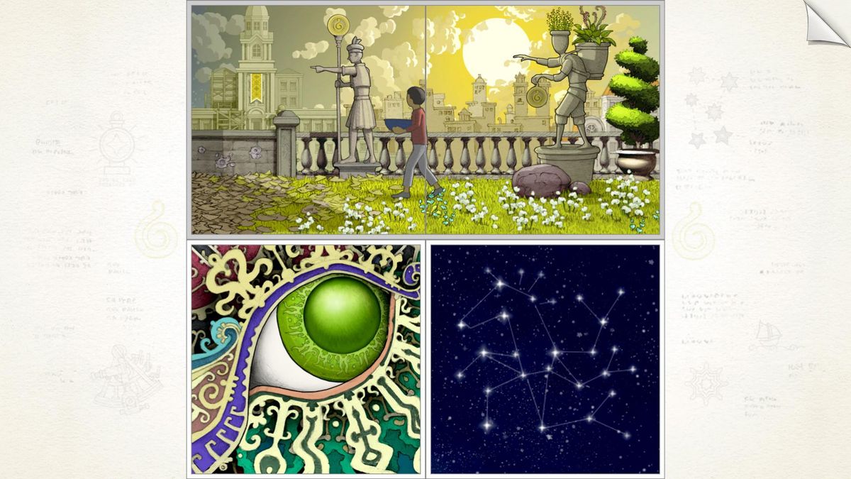 Screenshots from the Gorogoa game