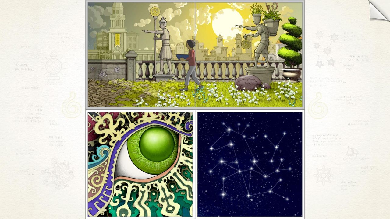 Screenshots from the Gorogoa game