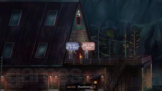 Oxenfree 2 Jacob's house Riley standing below open window with two dialogue options questioning how to reach it