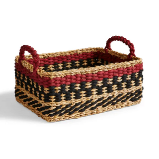 red and black storage basket