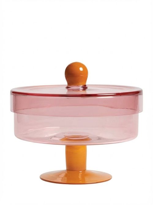 &k Amsterdam Duo Glass Cake Stand, Pink