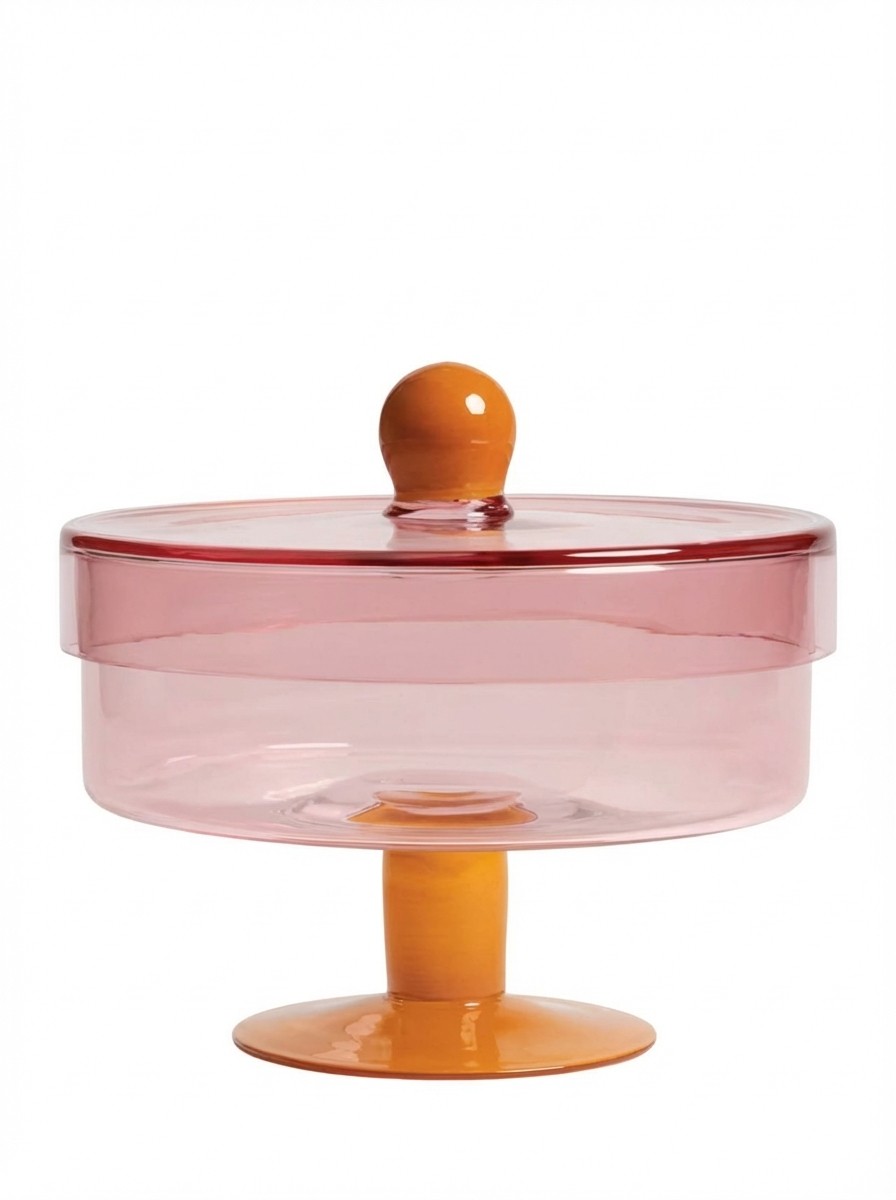 &k Amsterdam Duo Glass Cake Stand, Pink