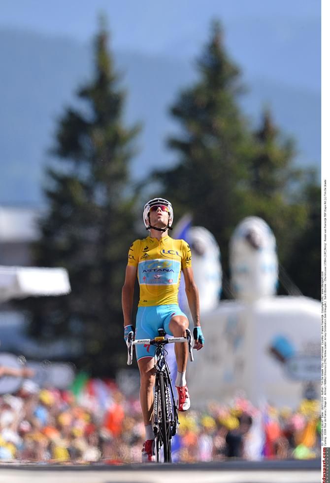Vincenzo Nibali (Astana) leading the Tour de France after stage 13
