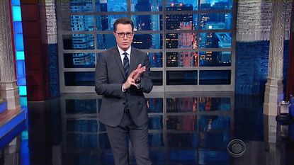 Stephen Colbert golf-claps for President Trump