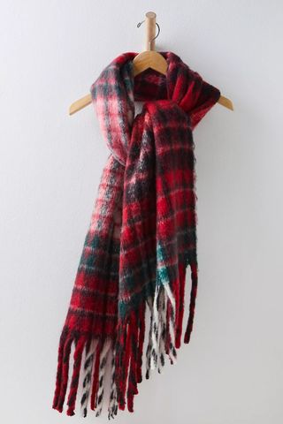 Free People Falling For You Brushed Plaid Scarf
