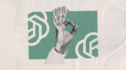 Photo collage of a hand with 9 fingers showing the "OK" sign. 