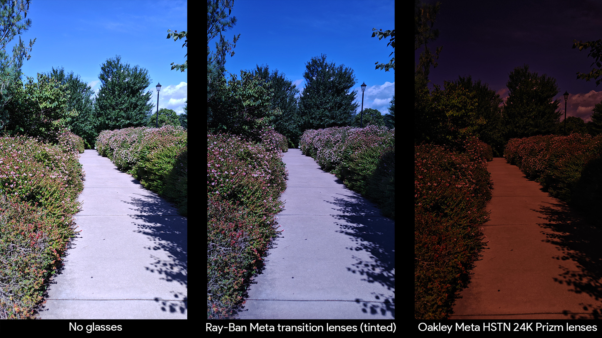Comparing Oakley Meta HSTN Prizm lenses with Ray-Ban Meta transition lenses for tinting