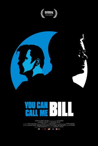 promotional poster for "You Can Call Me Bill" showing two different silhouettes of William Shatner from when he was much younger and today