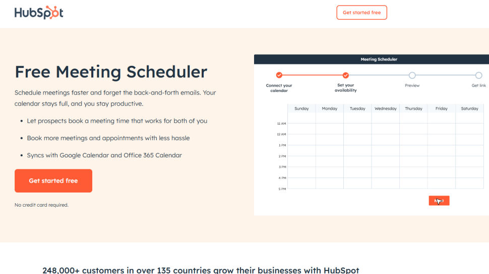 HubSpot Meetings website screenshot (May 2025)