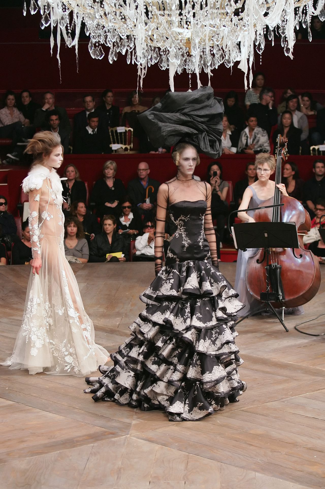 Models on a catwalk