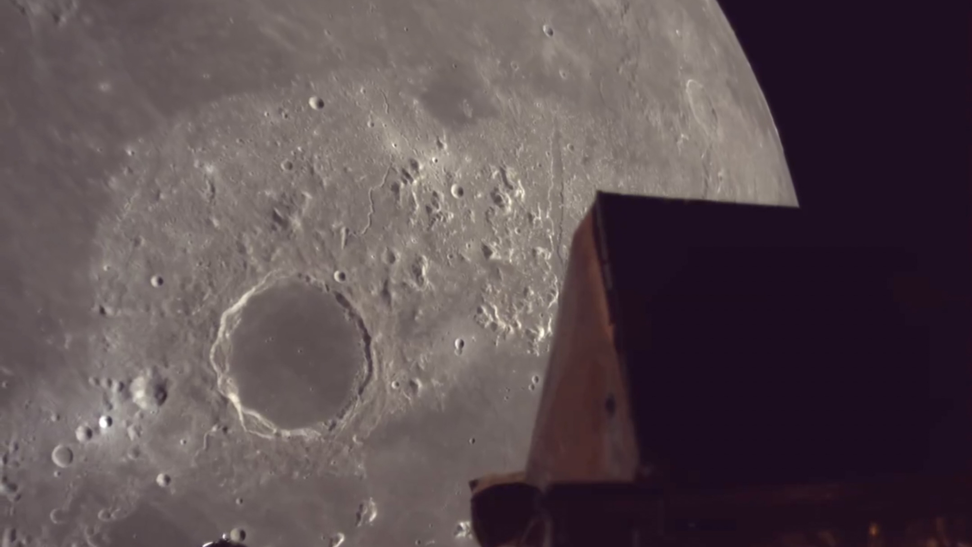 The moon, as seen from orbit by ispace&#039;s Resilience lunar lander. This is a screenshot from a short video the company posted on X on June 3, 2025.