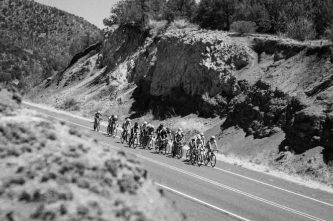 What was left of the women's field closes in on the finish.