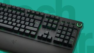 Best gaming keyboard against a green TechRadar background