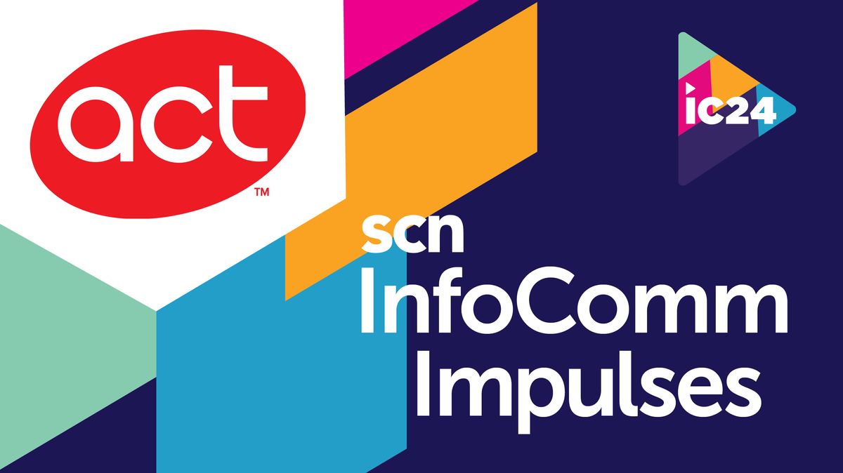 The ACT Entertainment logo on the SCN InfoComm 2024 Impulses design. 