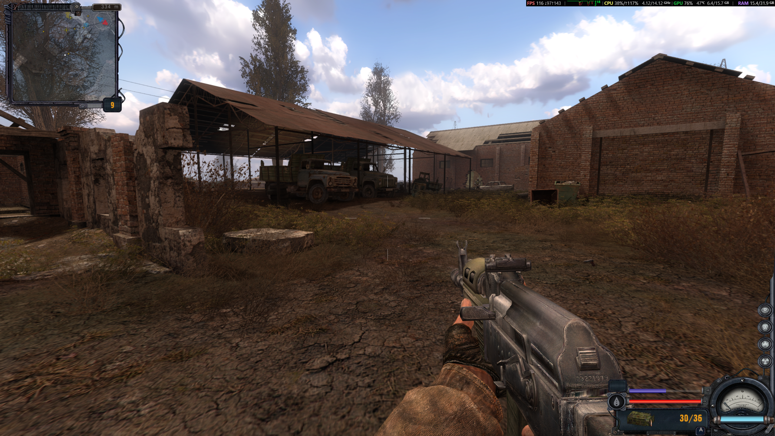 The new performance overlay at work in Stalker: Clear Sky.