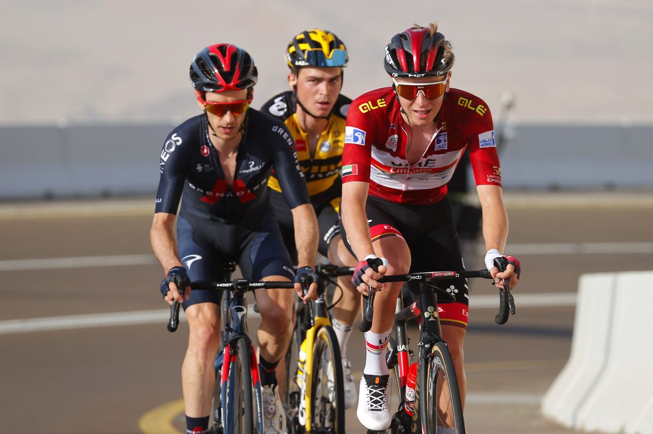 Sepp Kuss tried to stay with Adam Yates and Tadej Pogacar at the UAE Tour