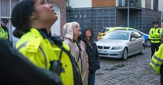 Craig's worried Mum, Beth, watches on with Maria. But will Craig agree to let the police in? See all the drama in Coronation Street from Monday 2nd April.