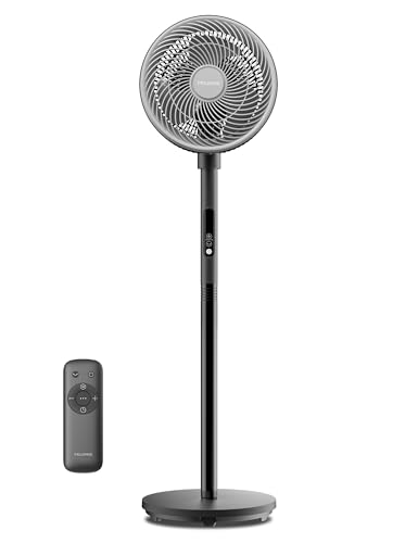 Pelonis Pedestal Fan With Remote Control and Touch Panel, 3d Oscillation, Ultra Quiet, 10m Airflow, Height Adjustable (60cm/111cm), 4 Speeds, Auto Timer, Easy Clean Grille Circulator Fan