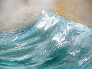 Add the crests of the waves with a palette knife loaded with thick white