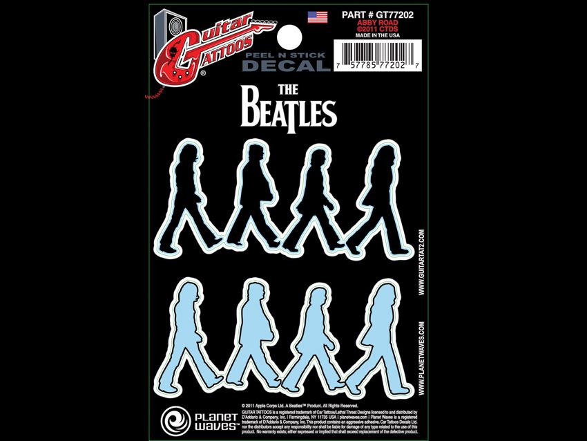 "Two tattoos in one, get each Beatle walking across Abbey Road in both black and light blue."