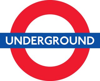 The famous London Underground logo, designed by Edward Johnston in 1916