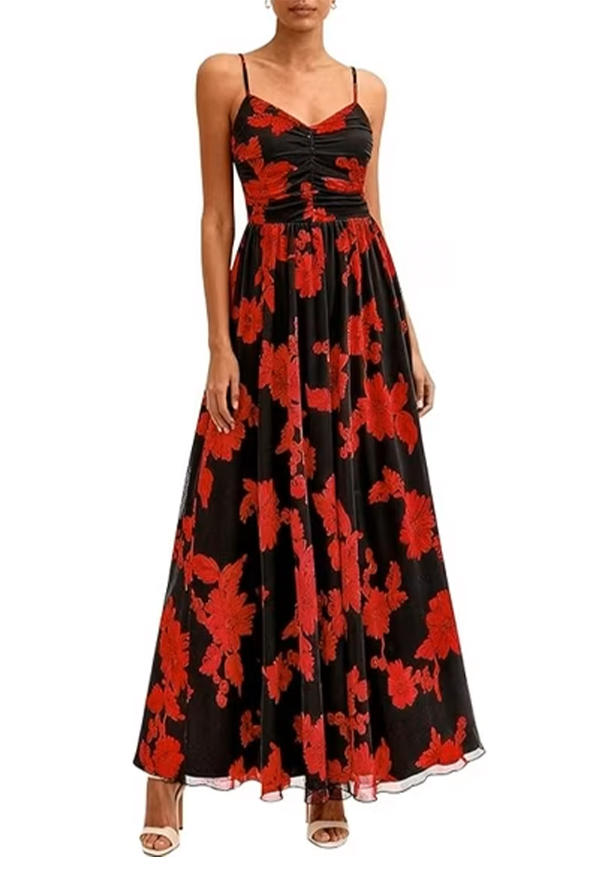 Prettygarden Women's Floral Maxi Dress Summer Outfits Spaghetti Strap Flowy Long Sundress Beach Vacation Boho Dresses