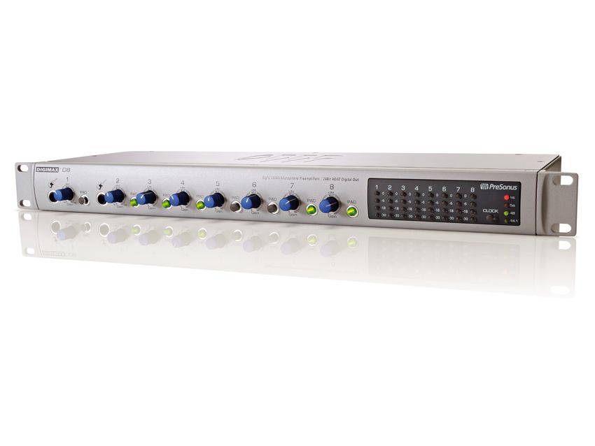The Digimax D8 has a gain knob and pad switch for each channel.