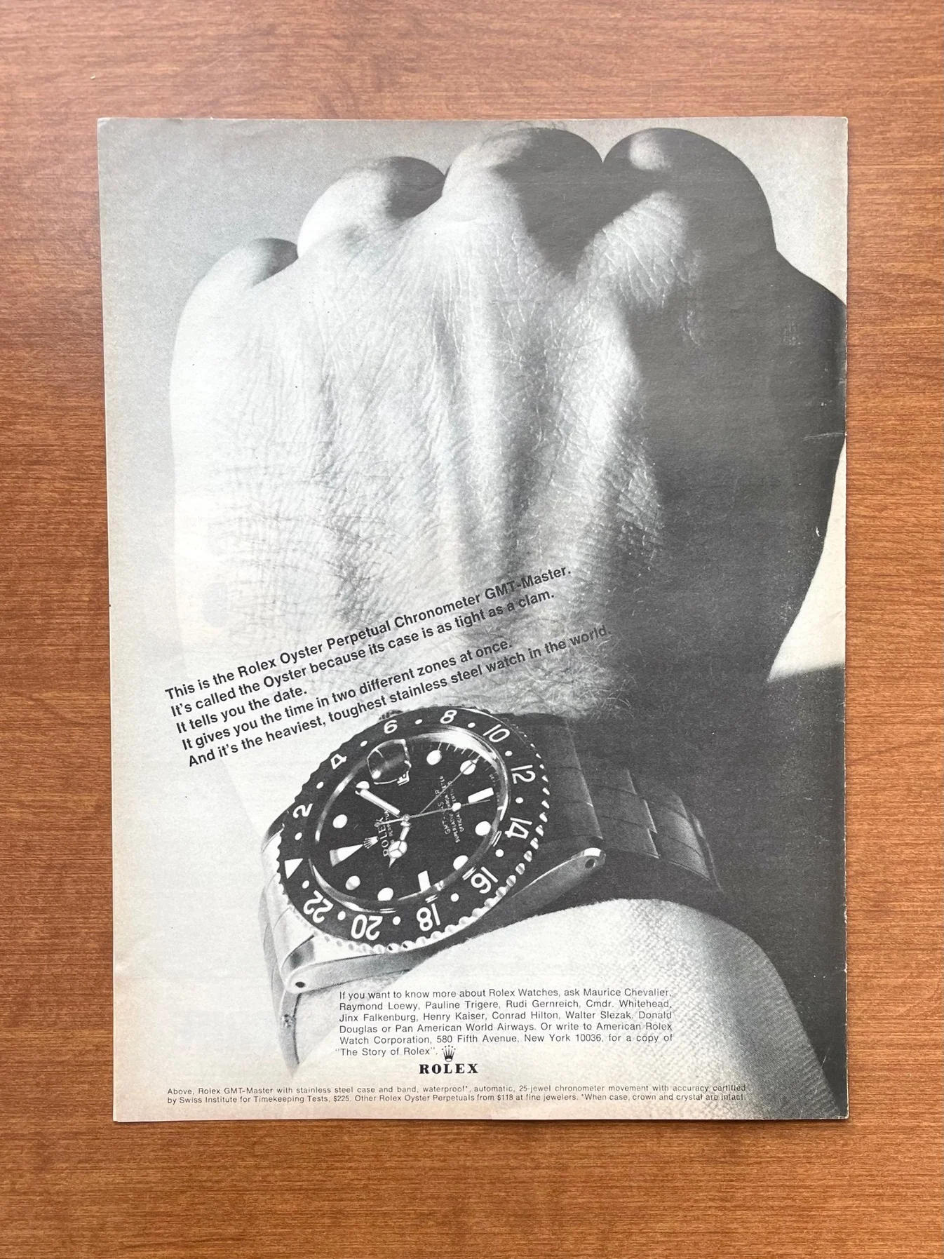 Ad Patina, 1965 Rolex Gmt Master Ref. 1675 "toughest Watch in the World." Advertisement - Creative Collaboration