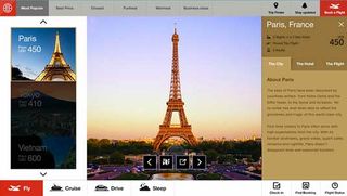 You can easily click through to find information about the city, hotel and flight information
