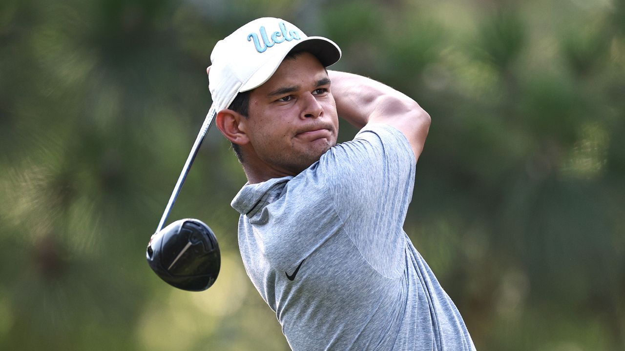 Omar Morales takes a shot during the US Open