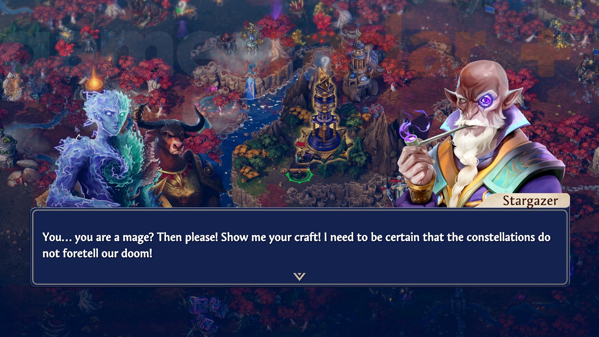 The Heroes Olden Era Stargazer gives a riddle to Lafiur.