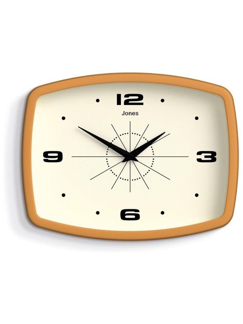Jones Clocks Retro Rectangular Clock in Mustard Yellow 