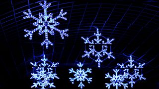 Large lit-up snowflakes