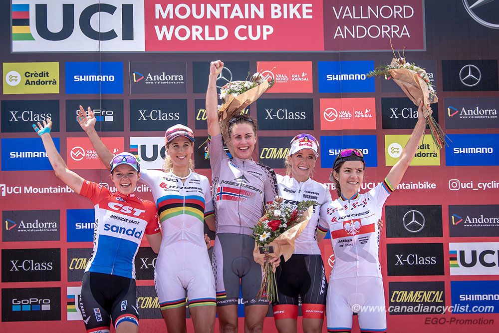 Podium: l to r - Anne Tauber, Jolanda Neff, Gunn-Rita Dahle Flesjaa , Emily Batty, Maja Wloszczowska