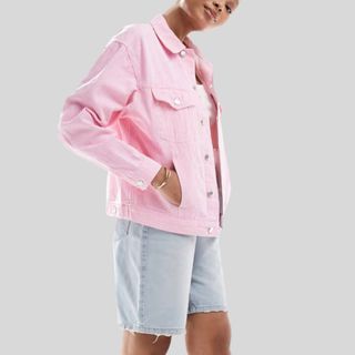 flat lay image of pink jacket