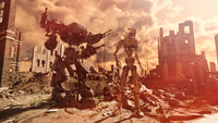 AI robots in a post-apocalyptic landscape
