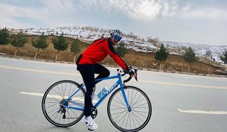 Rukhsar Habibzai riding her bicycle in Afghanistan