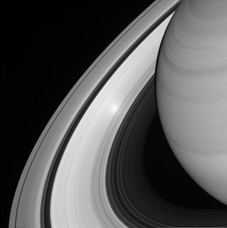 NASA Cassini spacecraft captured this image of a bright spot on Saturn's B ring. This glowing effect is an example of what is known as an