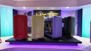 Hyte's booth at Computex 2025, where it showed off brand new colourful PC cases.