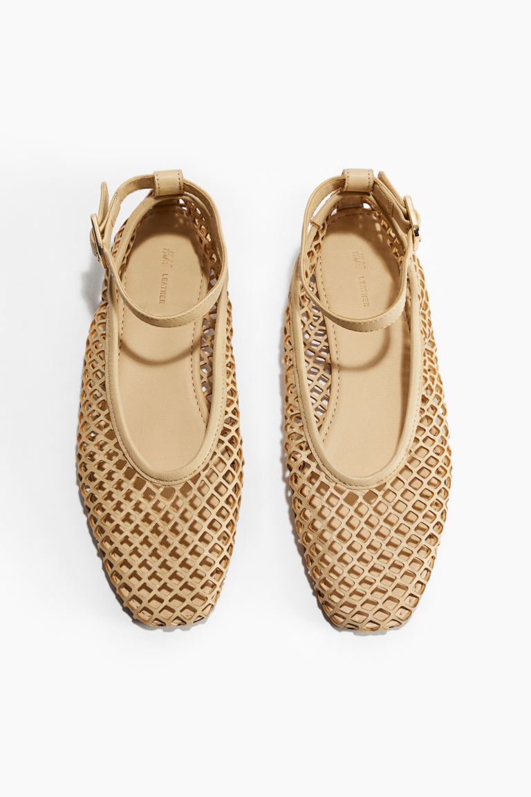 Perforated Leather Ballet Pumps